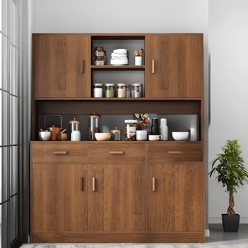 Trendy Narrow Kitchen Cabinet Base with Multiple Drawers and Doors, 2/3 Interior Shelves, Compartment Storage, and Lumber Countertop thumbnail 5