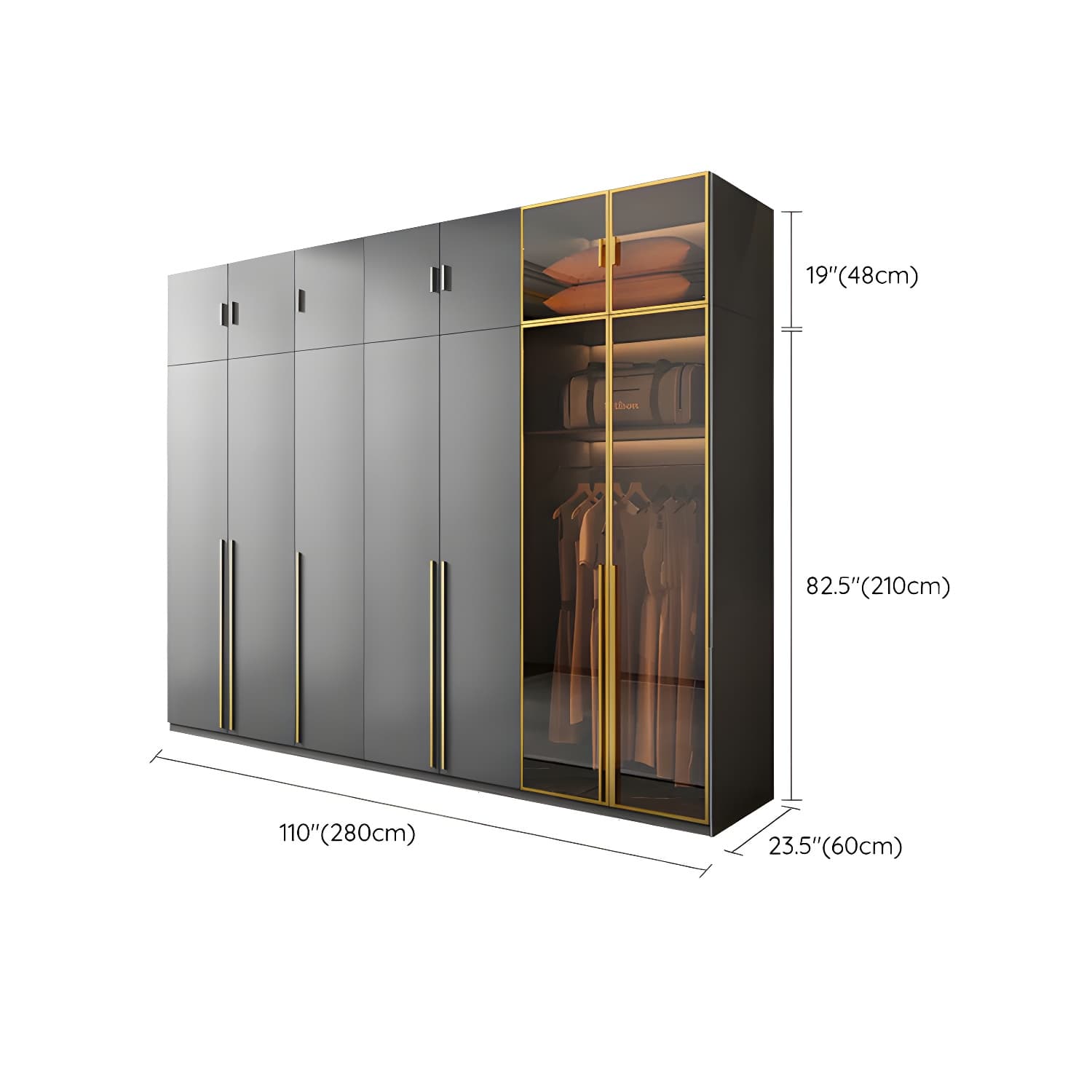 Modern Black Wood Wardrobe Armoire with Soft-Close Drawers & Clothing Rod thumbnail 24