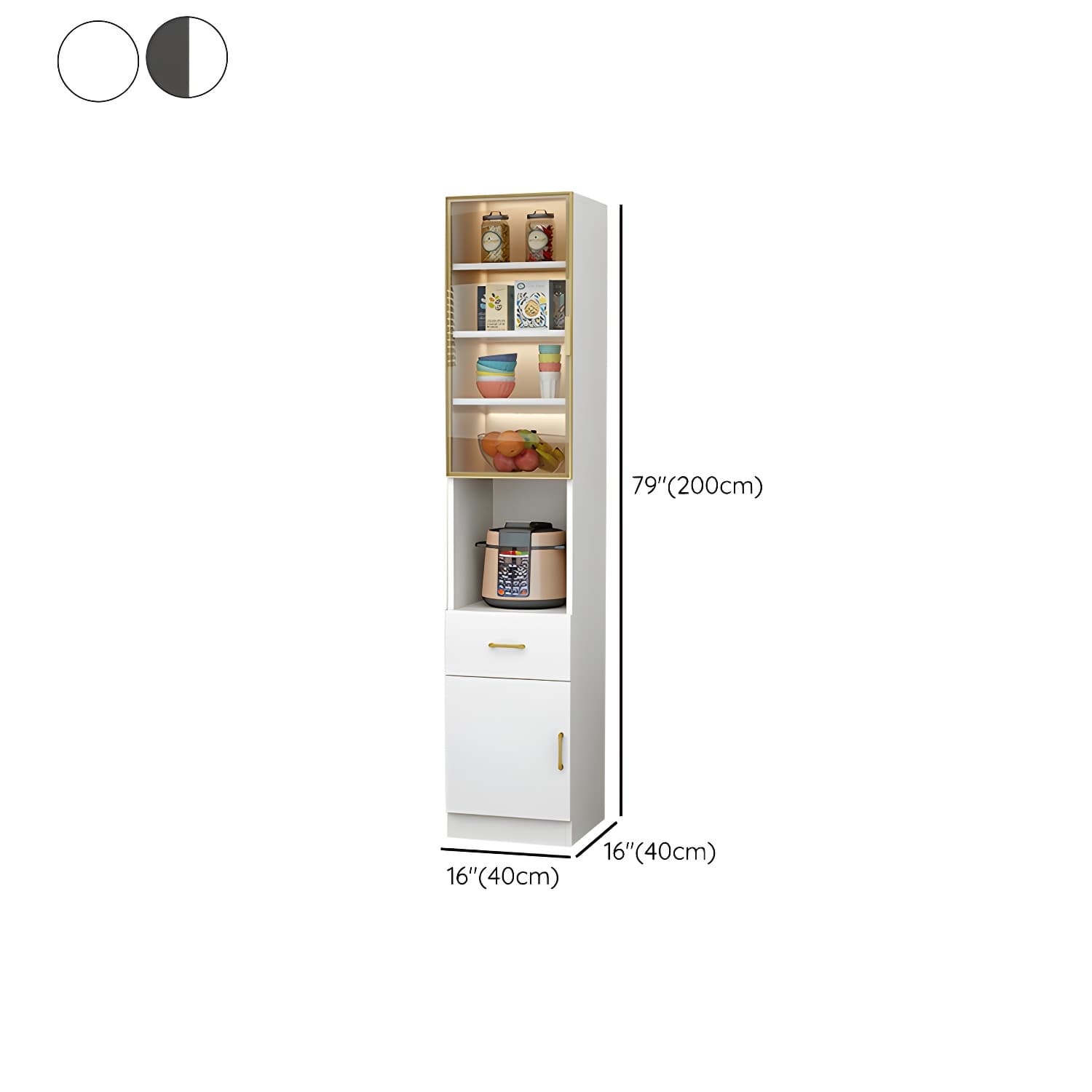 Wood Glam Server with Cabinets and Drawers - Narrow Size - Stylish and Functional thumbnail 16