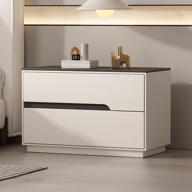 Minimalist Bedside Cabinet Nightstand with 2 Drawers and Stone Countertop thumbnail 3