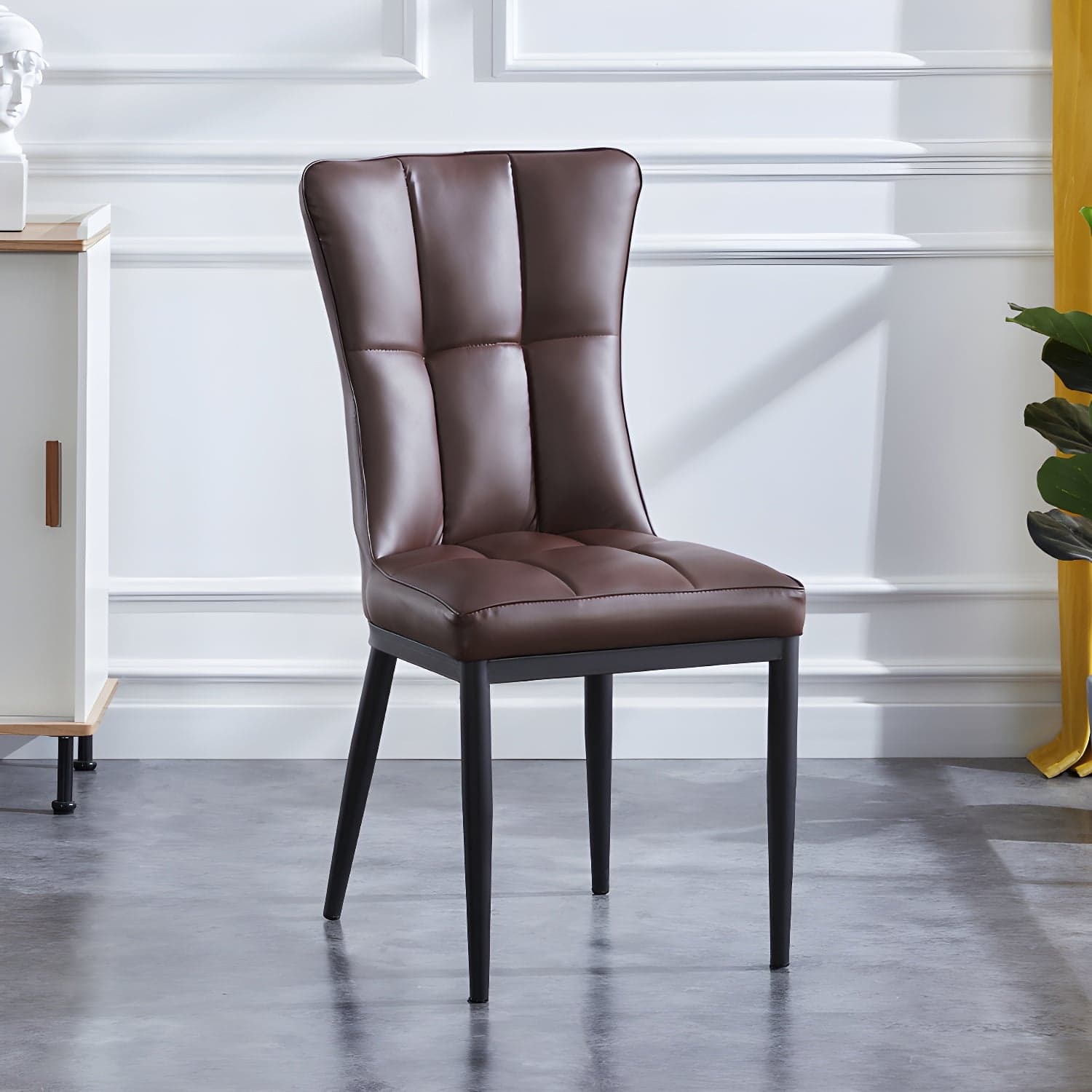 Upholstered Armless Dining Chairs Solid Back Side Chairs with Metal Legs thumbnail 5