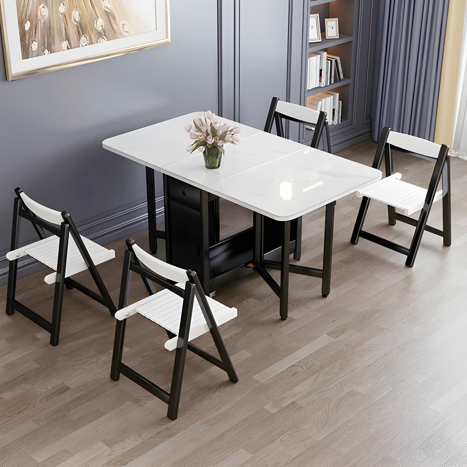 1/3/5/7 Piece Rectangle Shape Modern Style Dining Table Set with Chair thumbnail 5
