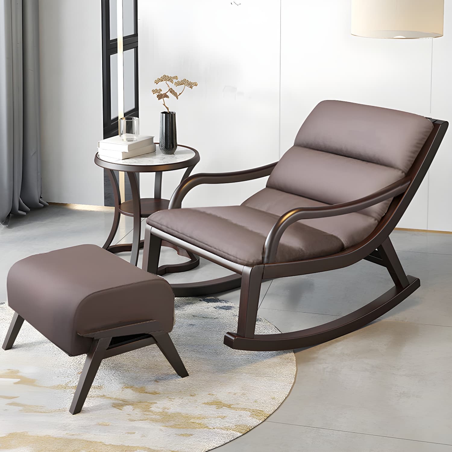 Reclining Solid Wood Living Room with Dark Legs Traditional Rocking Chair thumbnail 10