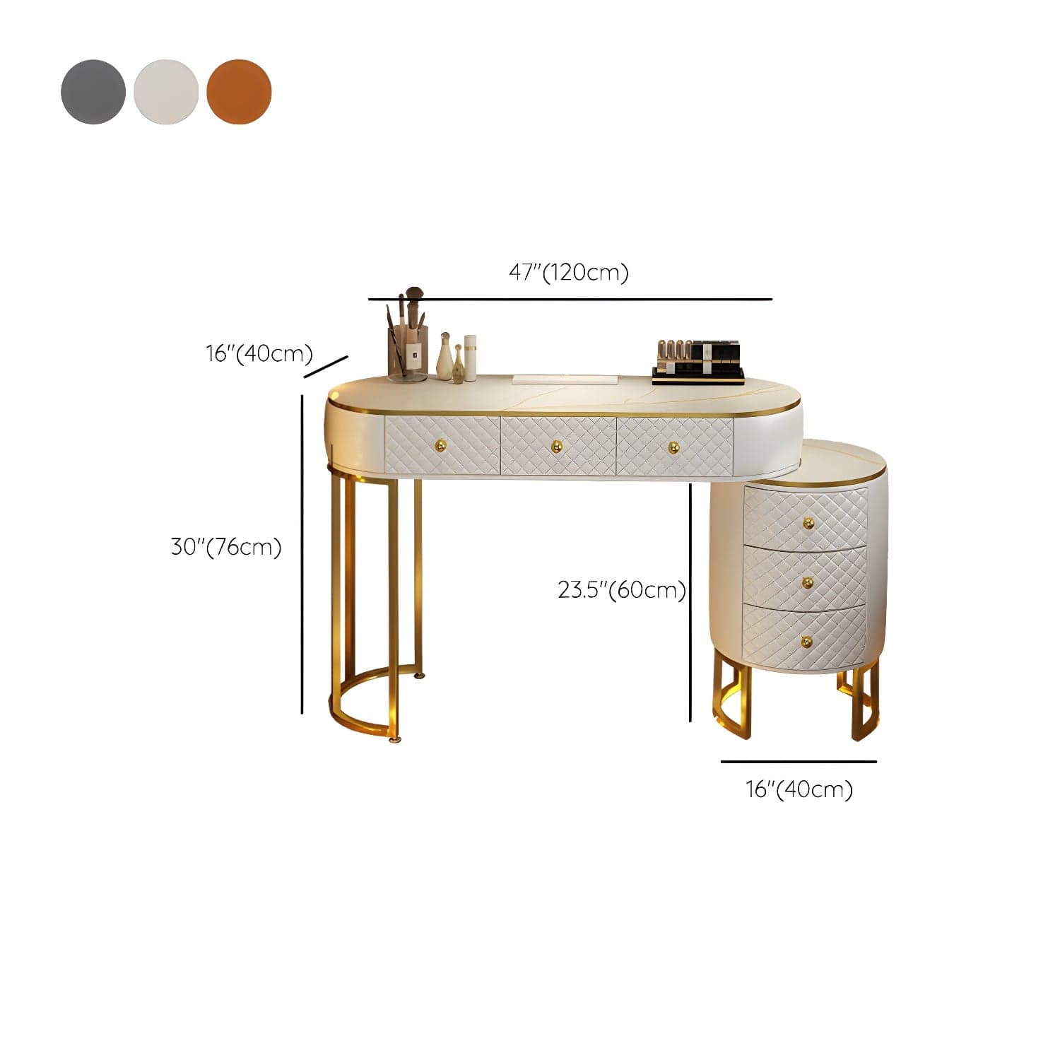 Scandinavian Wooden Vanity Dressing Table 29.9" H Bedroom Makeup Counter with Drawer thumbnail 24