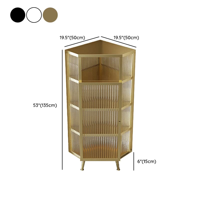 Gold Corner Accent Cabinet with Glass Doors and Metal Shelving thumbnail 17
