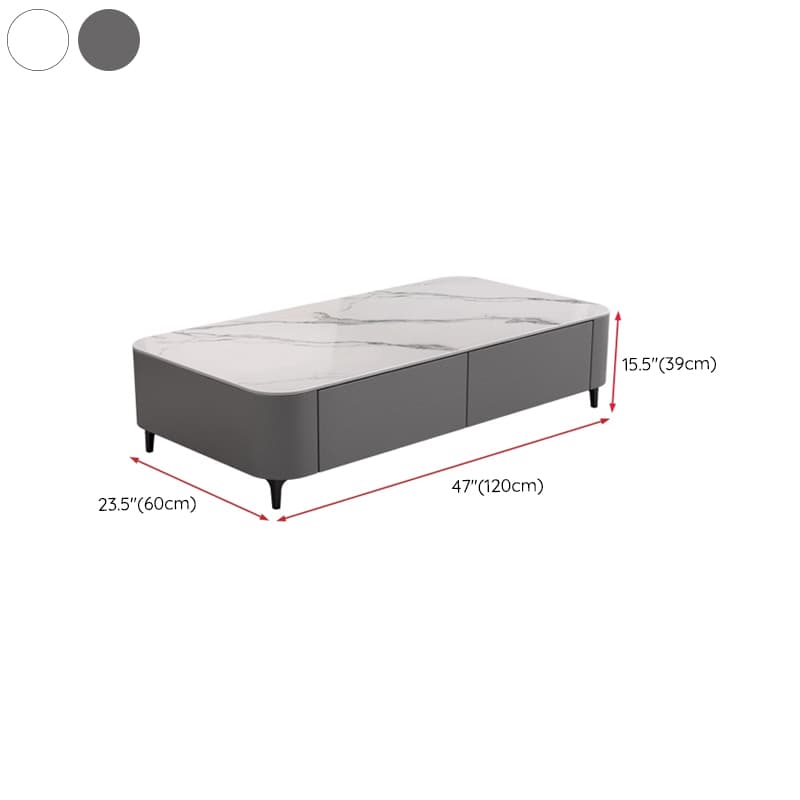 Four Leg Non-Upholstered Modern Metal Coffee Table with Storage and Drawers Standard Size thumbnail 12