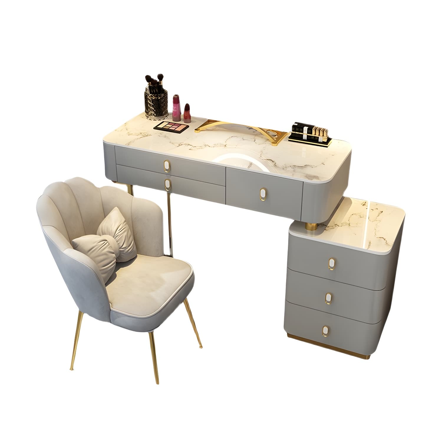 Glam Bedroom Vanity Dressing Table Stone Makeup Vanity Desk with Drawer thumbnail 14