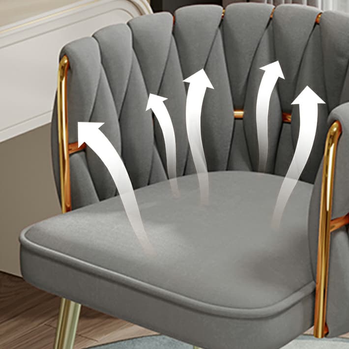 Glam Stable Framed Upholstered Arm Chair with Gold Base and Foot Pads for Dinette, Turned/Non-rotatable thumbnail 8