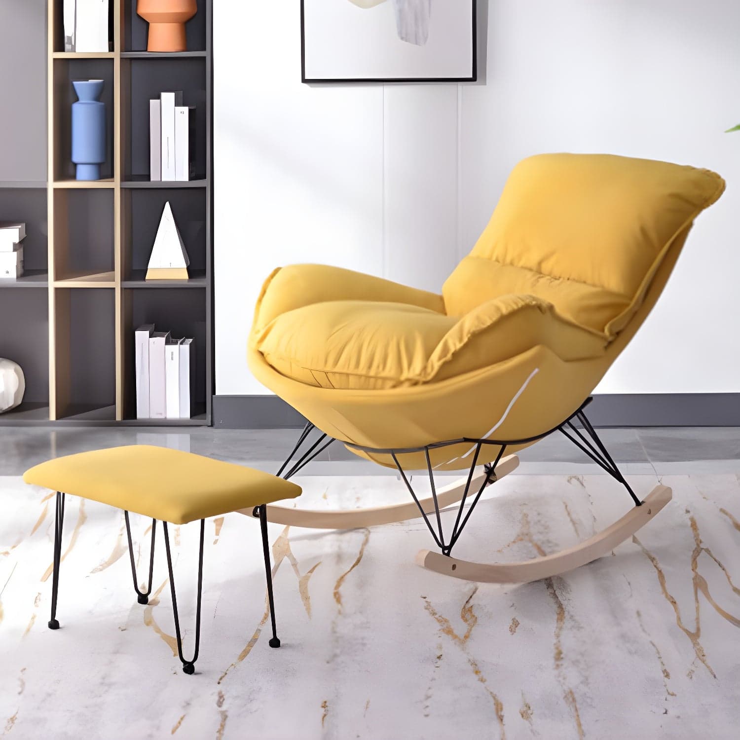 Contemporary Simple Style Rocking Chair Single Indoor Sofa Rocking Chair for Break thumbnail 9