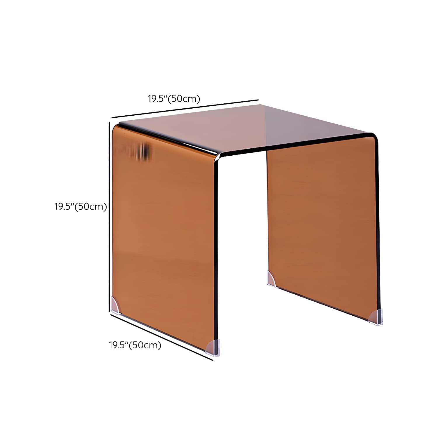Brown Glass Sled Coffee Table Modern Rectangular 1 Single Cocktail Table thumbnail 14