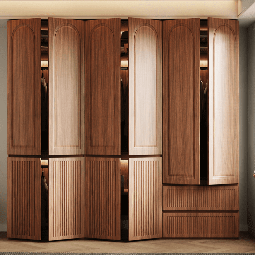 Acorn Minimalist Natural Wood Independent Wardrobe Closet with Soft Close Drawer, Soft Close Door, and Interior Shelves thumbnail 2