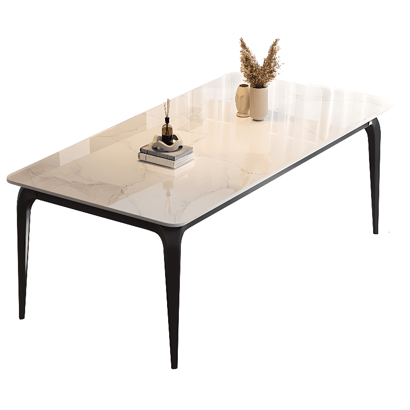 Trendy White/Charcoal/Light Gray Rectangle Scratch Resistant Sintered Stone Top Dining Table for 4/8 People/Seats 6, Standard Table Height thumbnail 11