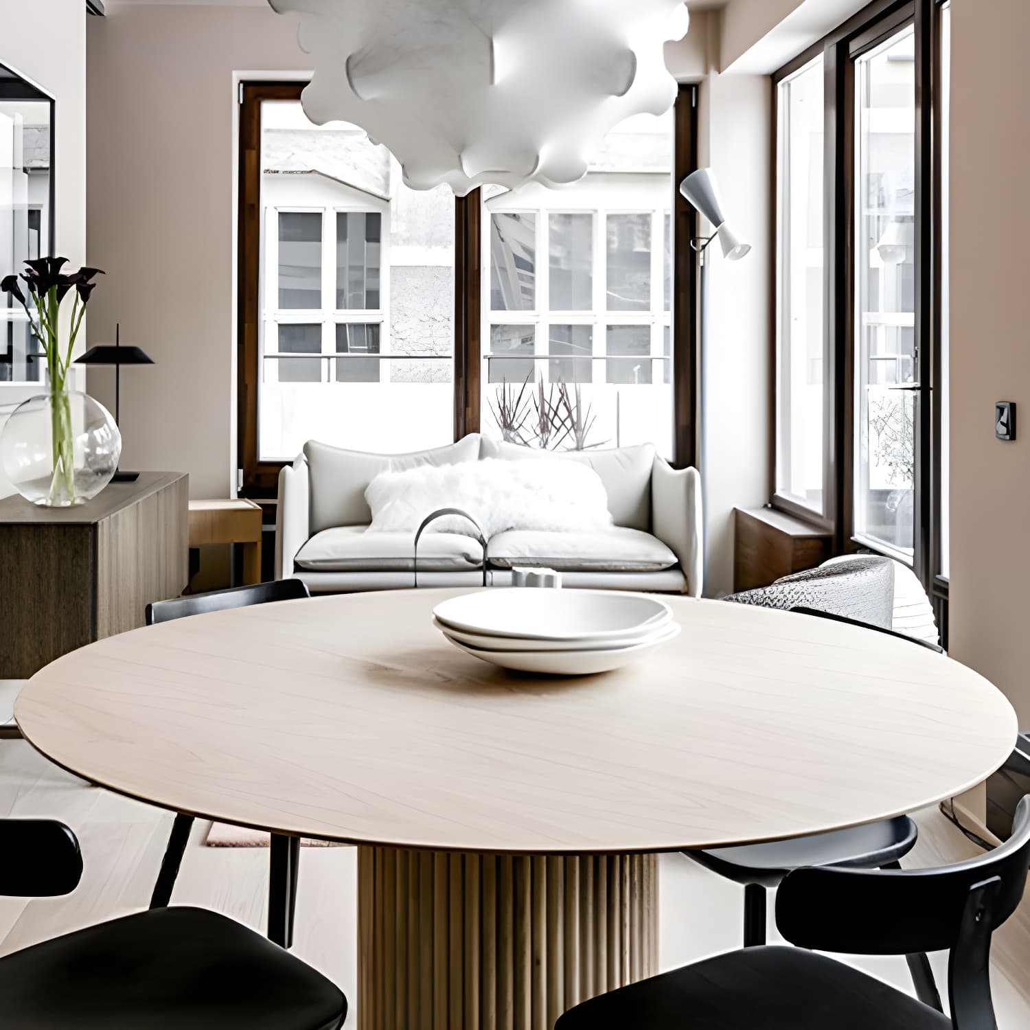 Modern Round Wood Dining Table Home Kitchen Dinner Pedestal Dining Table thumbnail 11