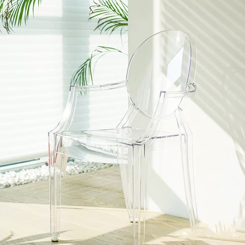 Scandinavian Reliable Arm Chair in Plastic for Dinette with Open Back and Foot Pads thumbnail 11