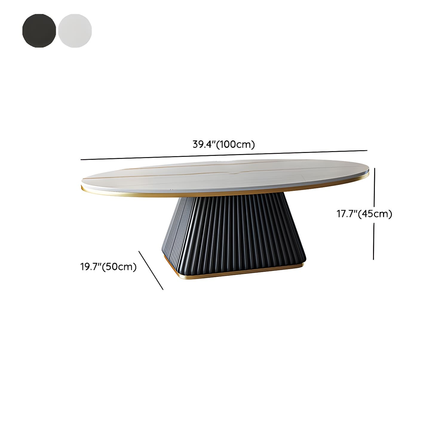 Glam Single Coffee Table Oval Pedestal Coffee Cocktail Table thumbnail 21