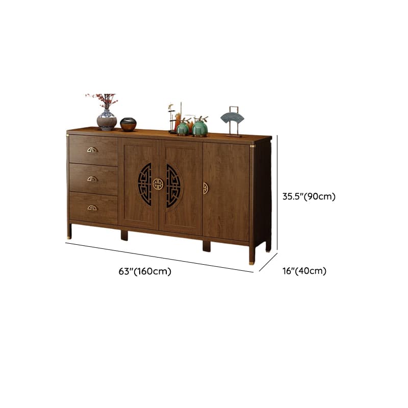 Espresso Standard/Wide/Narrow Timber Sideboard with 4 Doors/3 Doors/2 Doors, Adaptable Shelf and Pantry Hutch, 3 Drawers/6 Drawers/2 Drawers Included/Not Included thumbnail 14