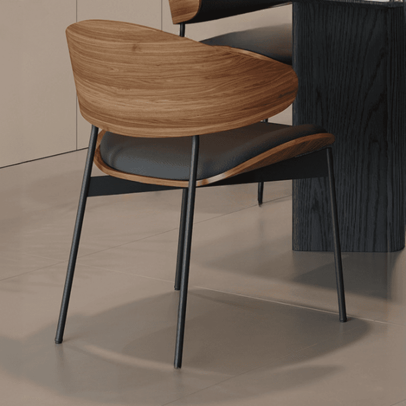 Minimalist Dining Table Set with Two-sided Pedestal, Fixed Table, Padded Chair with Back, and White Table Top thumbnail 5