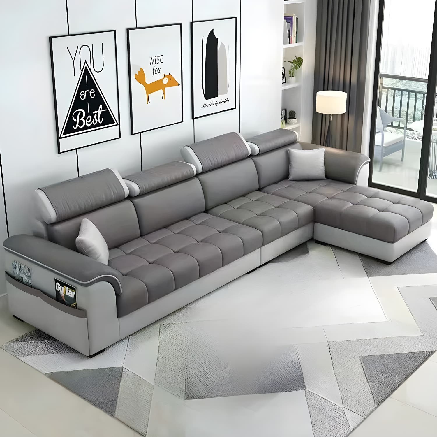 Contemporary L-Shaped Sectional Sofa with Adjustable Pillows and Storage thumbnail 6