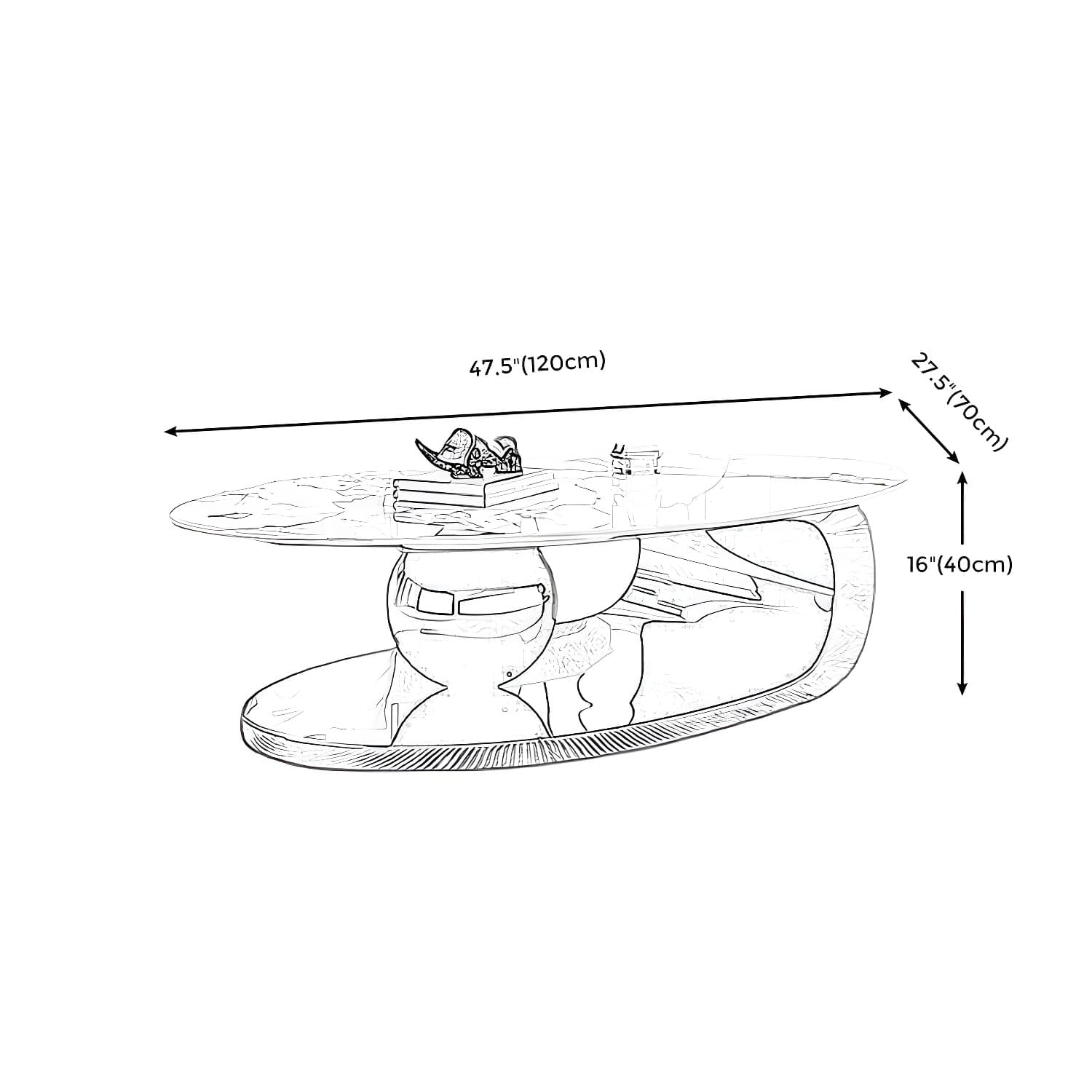 Oval Coffee Table with Stainless Steel Base Made of Rock Sheet thumbnail 12