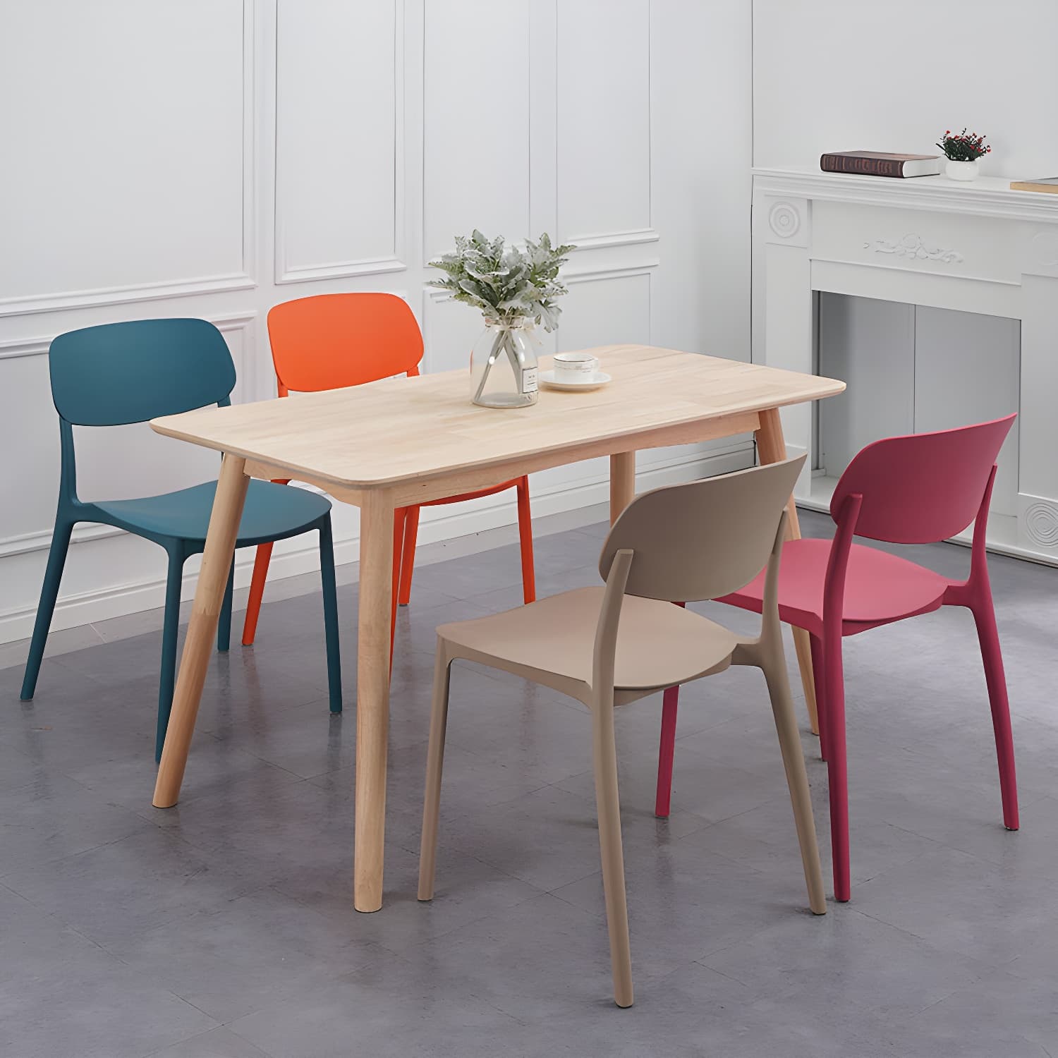 Plastic Indoor-Outdoor Side Chair Armless Stackable Dining Chairs thumbnail 12