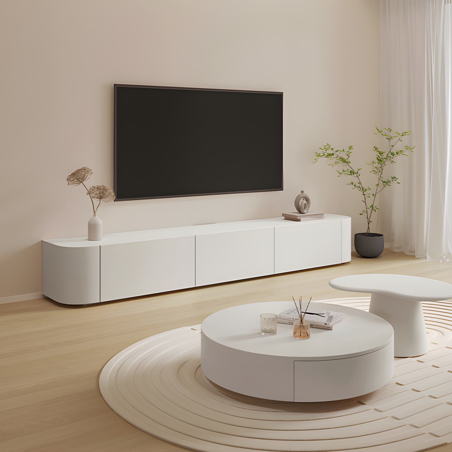 16" W Modern TV Media Console Enclosed Storage TV Stand Console with Drawers thumbnail 3