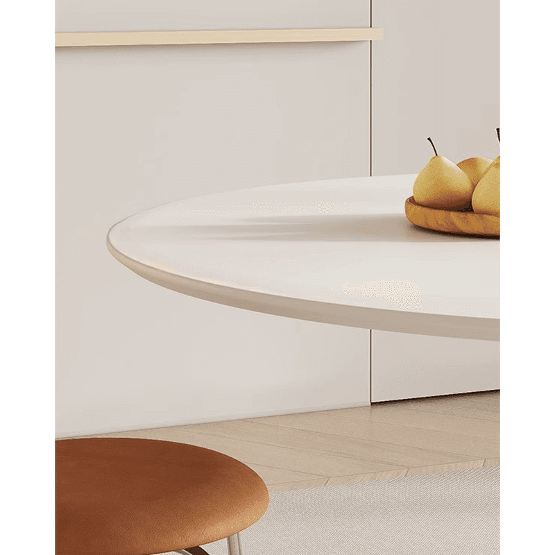 Scratch-defiant Fixed Circular Dining Table for 2 People/4 People with a Chalk/Charcoal Slate Stone Tabletop in a Contemporary Style thumbnail 9