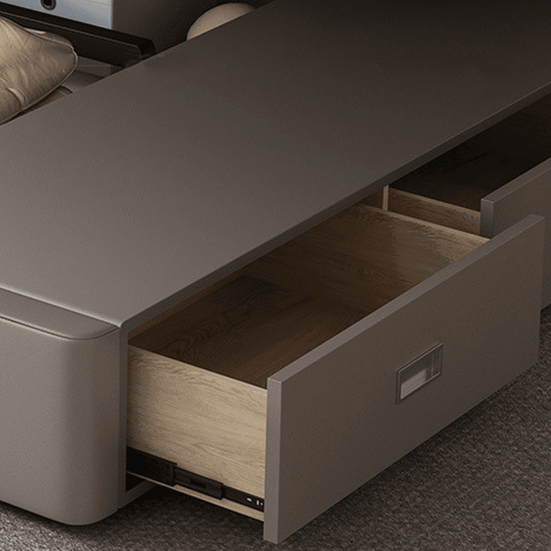 Grey Solid Color Platform Bed with Timber Frame for Living Room thumbnail 8