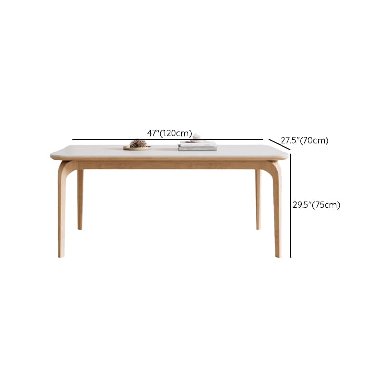 Dining Table Set with Slate Stone Fixed Table, Padded Chair Back for 6 People in White thumbnail 6