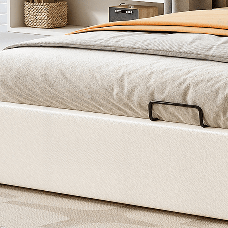 Cream Solid Color Storage Included Bed with 3 Storage Boxes for Bedroom thumbnail 7