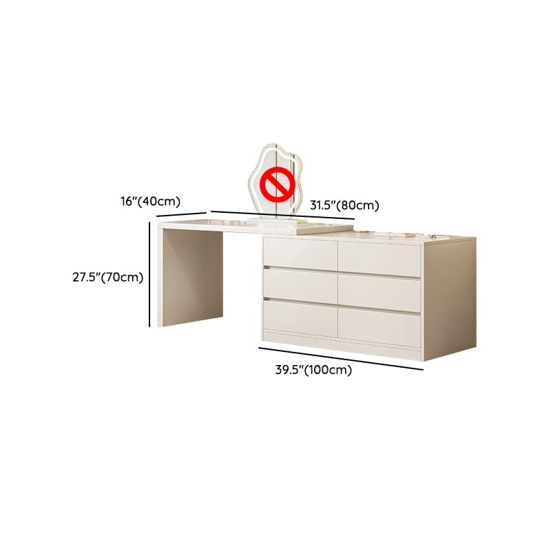Chalk Modish Wood Makeup Vanity with Standard Length and Non-Upholstered Chair(s) thumbnail 21