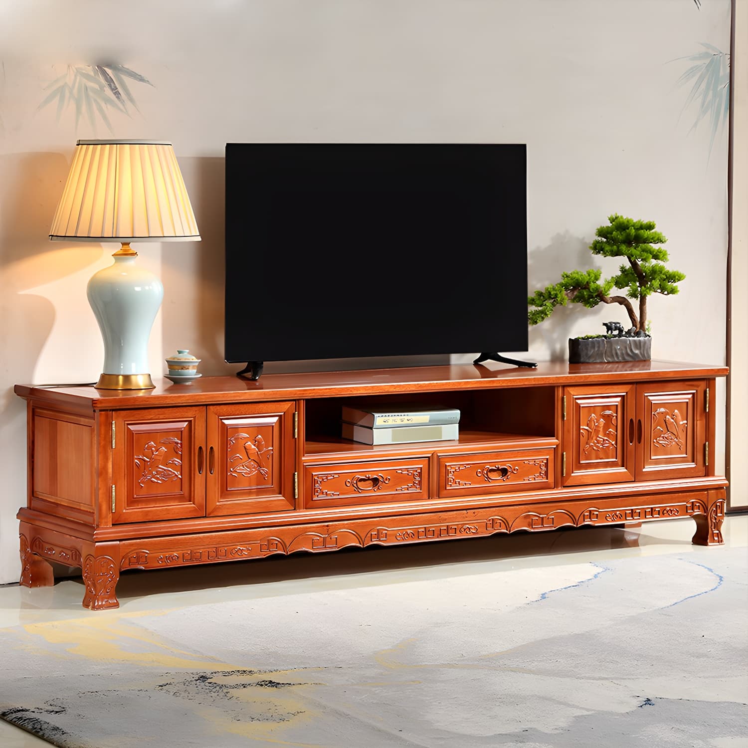 Wooden TV Cabinet Classical Storage TV Stand for Living Room thumbnail 6