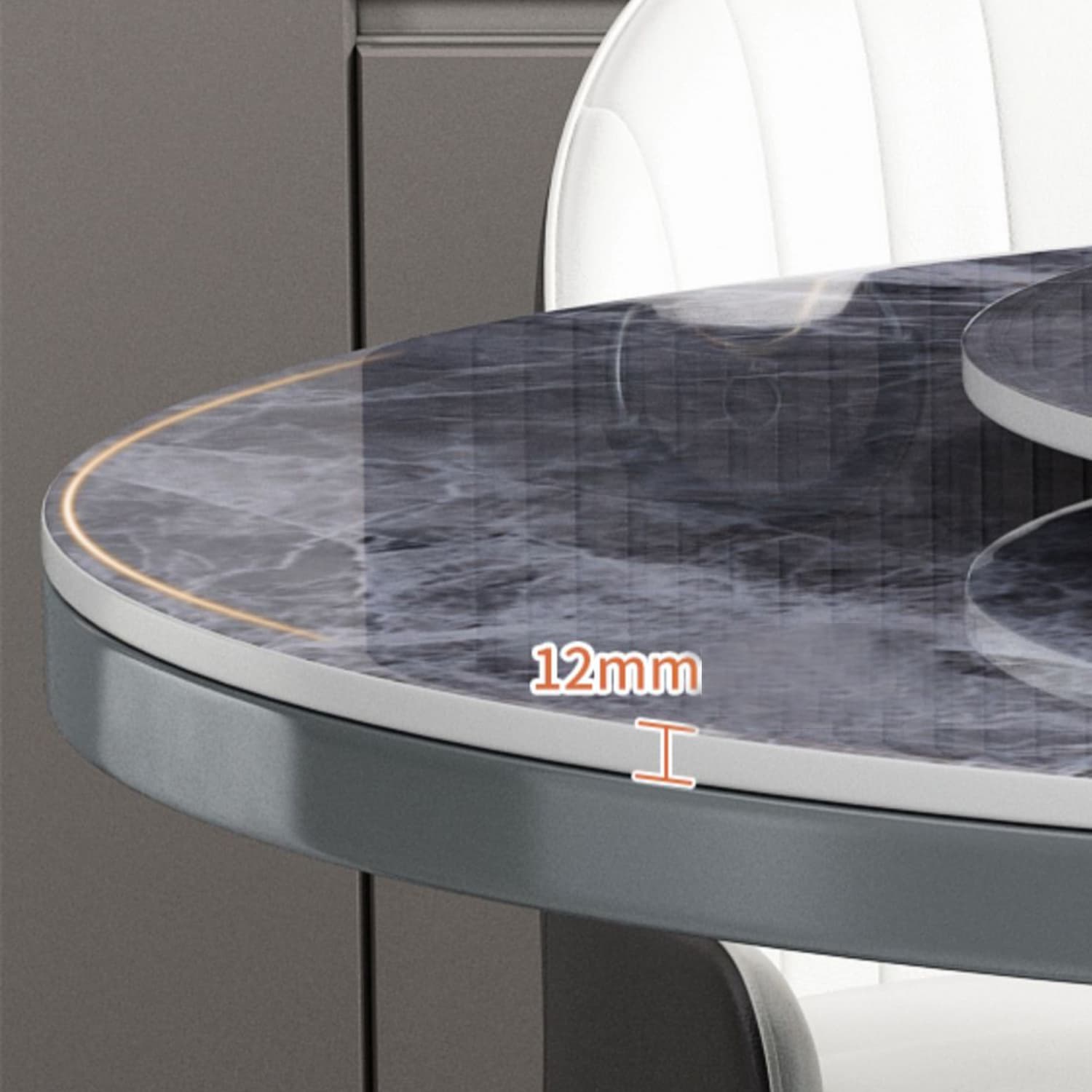 Round Stone Turntable Table Minimalist Furniture with Pedestal Base thumbnail 8