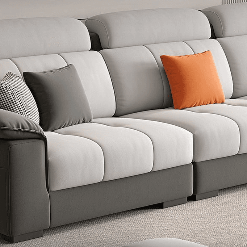 Straight Scratch-repellent Sofa with Side Pocket and Horizontal Flared Arm, Includes 1 Ottoman thumbnail 5