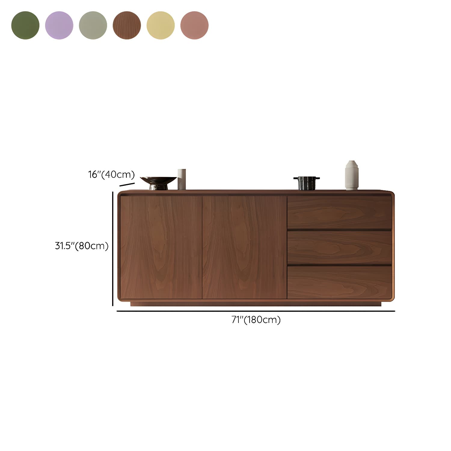 Wood Sideboard with 2 Doors and 3 Drawers, Overall Dimensions 40cmW x 80cmH thumbnail 17