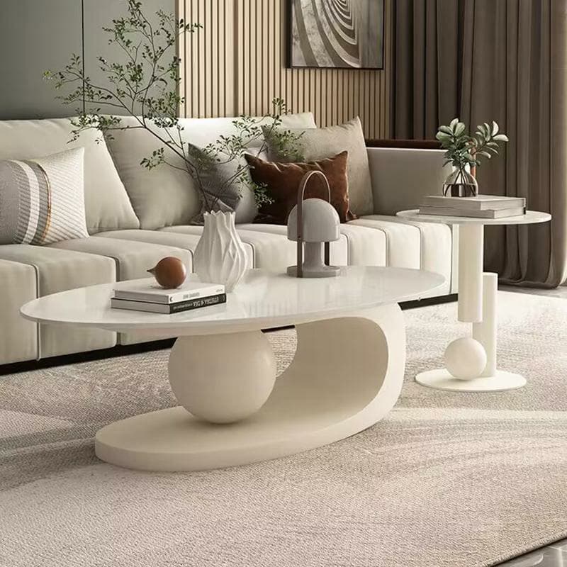 Luxurious Abstract Base Coffee Table with Elliptic Scratch-Resistant Stone Top thumbnail 6