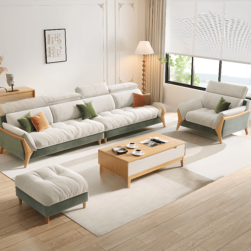 Straight/L-Shape Chalk Sofa/Sofa Chaise with Horizontal/Left Orientation and Standard Foam Seat Fill thumbnail 1