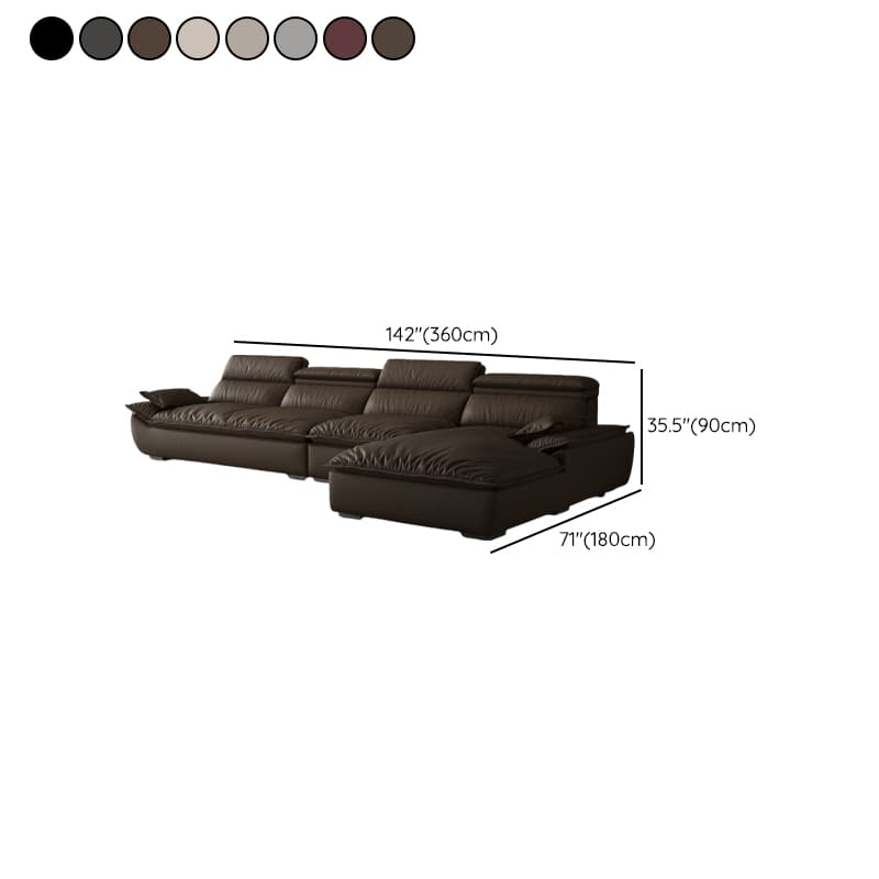 L-Shape Leather Sofa Recliner in White/Espresso/Beige with Right Hand Facing Orientation thumbnail 15