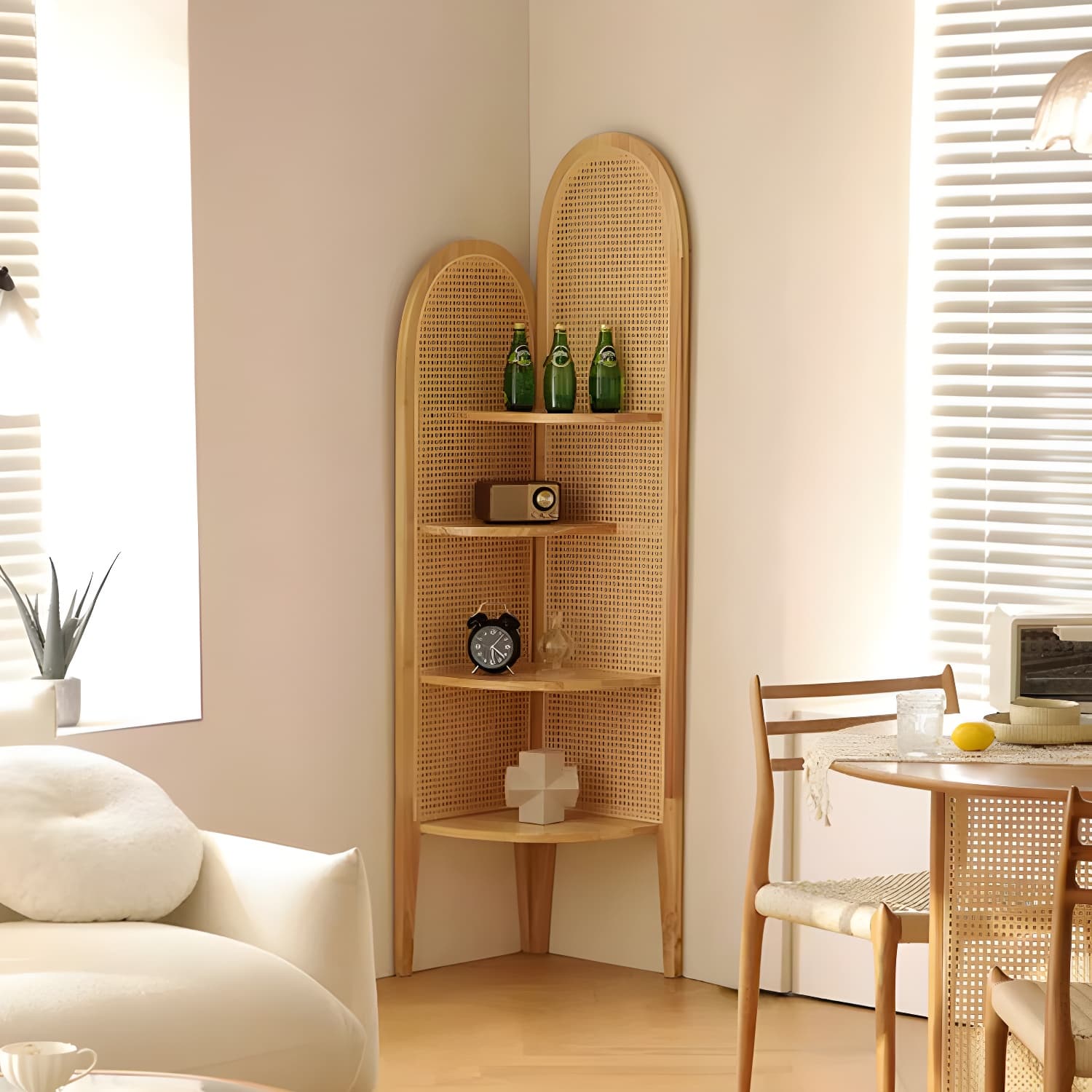Corner Scandinavian with Wood Counter Top and Rubberwood Legs, 4 Shelves & Straight Legs thumbnail 12