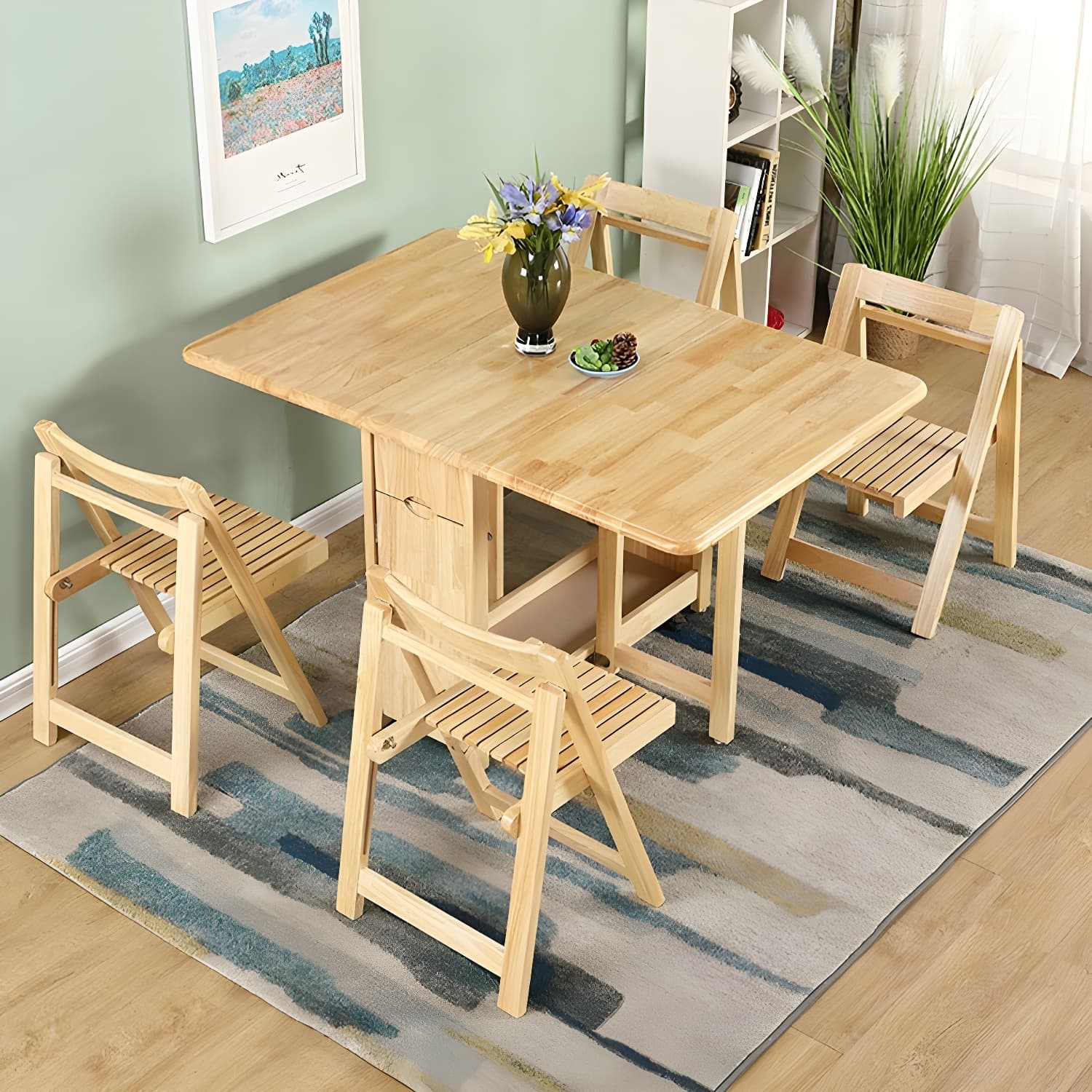 Trendy Collapsible Solid Wood Dining Set Non-adjustable Standard Height thumbnail 11