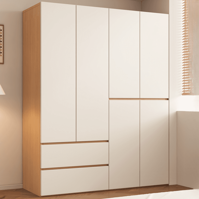 Chalk Modish Laminate Wardrobe Closet with Soft Close Drawer, Soft Close Door, Interior Shelves, and Clothing Rod thumbnail 2