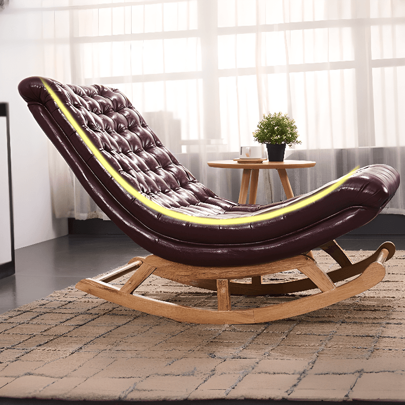Stationary Ergonomic Rocking Chair with Rear & Ottoman, Green/Yellow/Coffee thumbnail 13