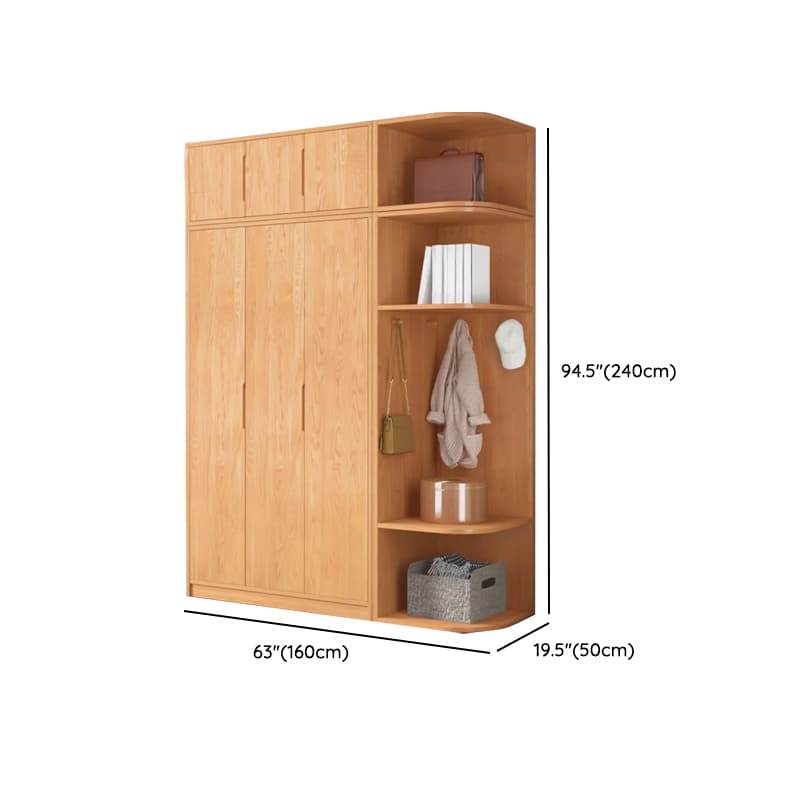 Wood Color Nordic Unfixed Wardrobe Closet thumbnail 49