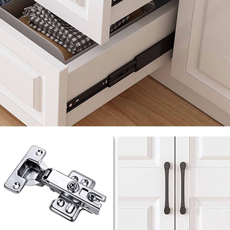 Modern White Wood Wardrobe Armoire with Soft-Close Drawers and Clothing Rod thumbnail 8