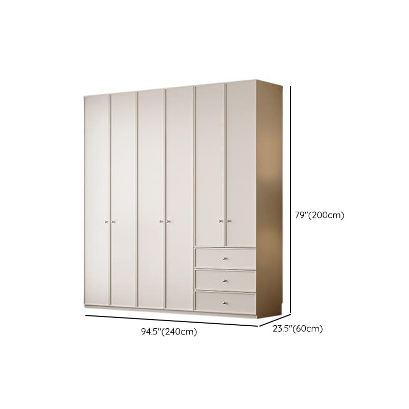 Chalk Modern Wooden Standalone Almirah with 3-Drawer/6-Drawer, Interior Shelves, and Hanging Rod thumbnail 15