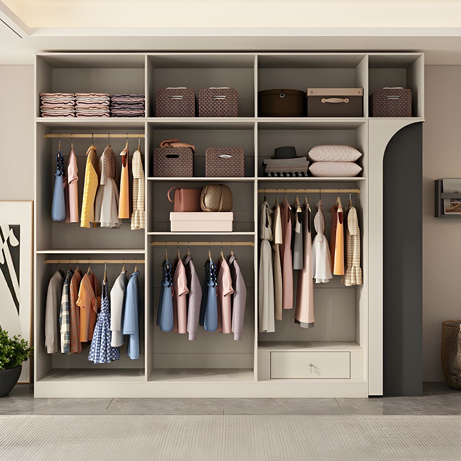 Modern Grey Wood Armoire with Solid Construction and Limited Warranty thumbnail 2