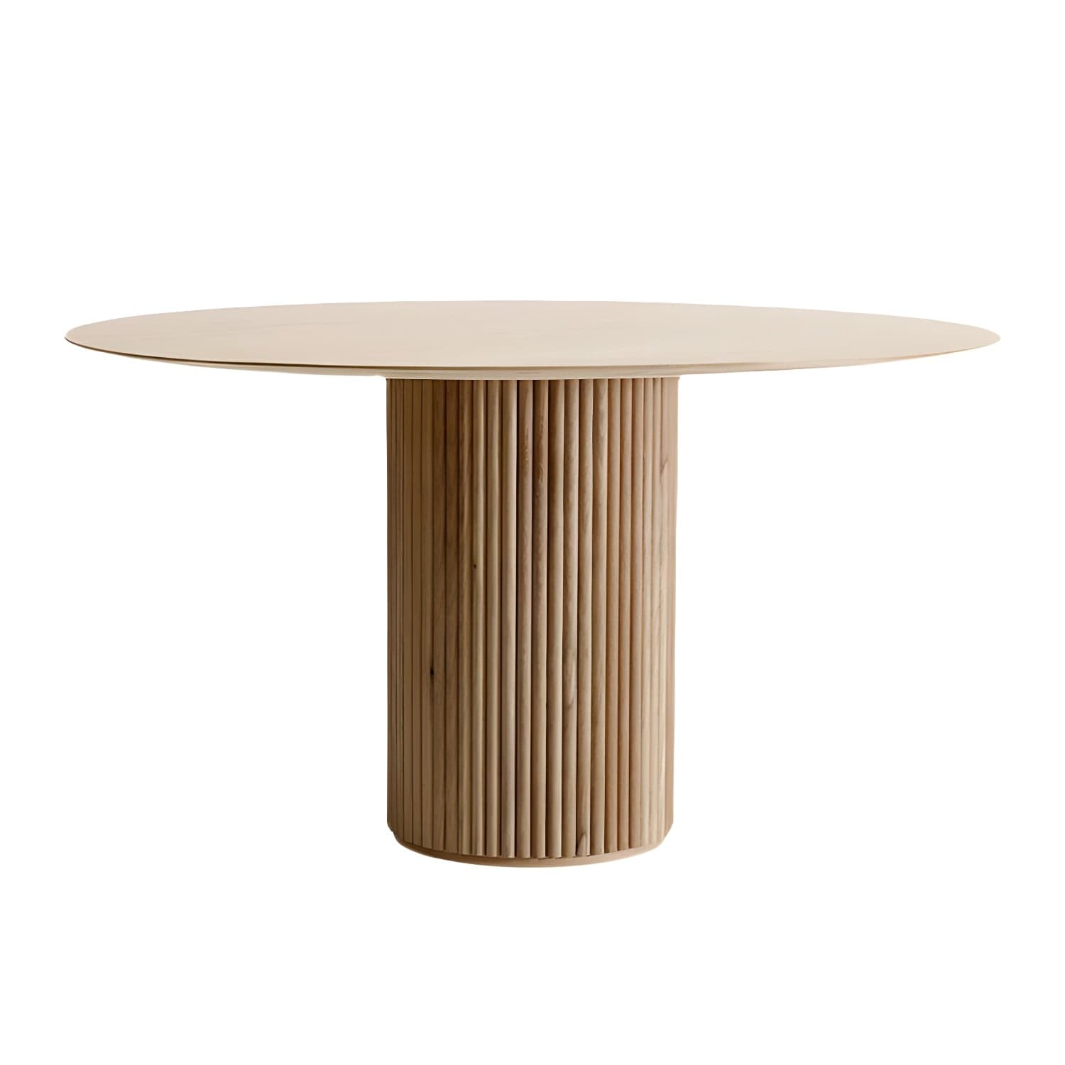 Solid Wood Round Table for Restaurant Modern Wood Table with Pedestal Base thumbnail 2