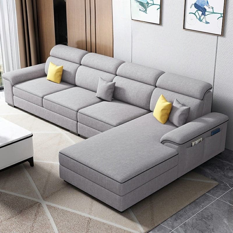 Modern L-Shape Right Hand Facing Sofa & Chaise with Concealed Support thumbnail 4