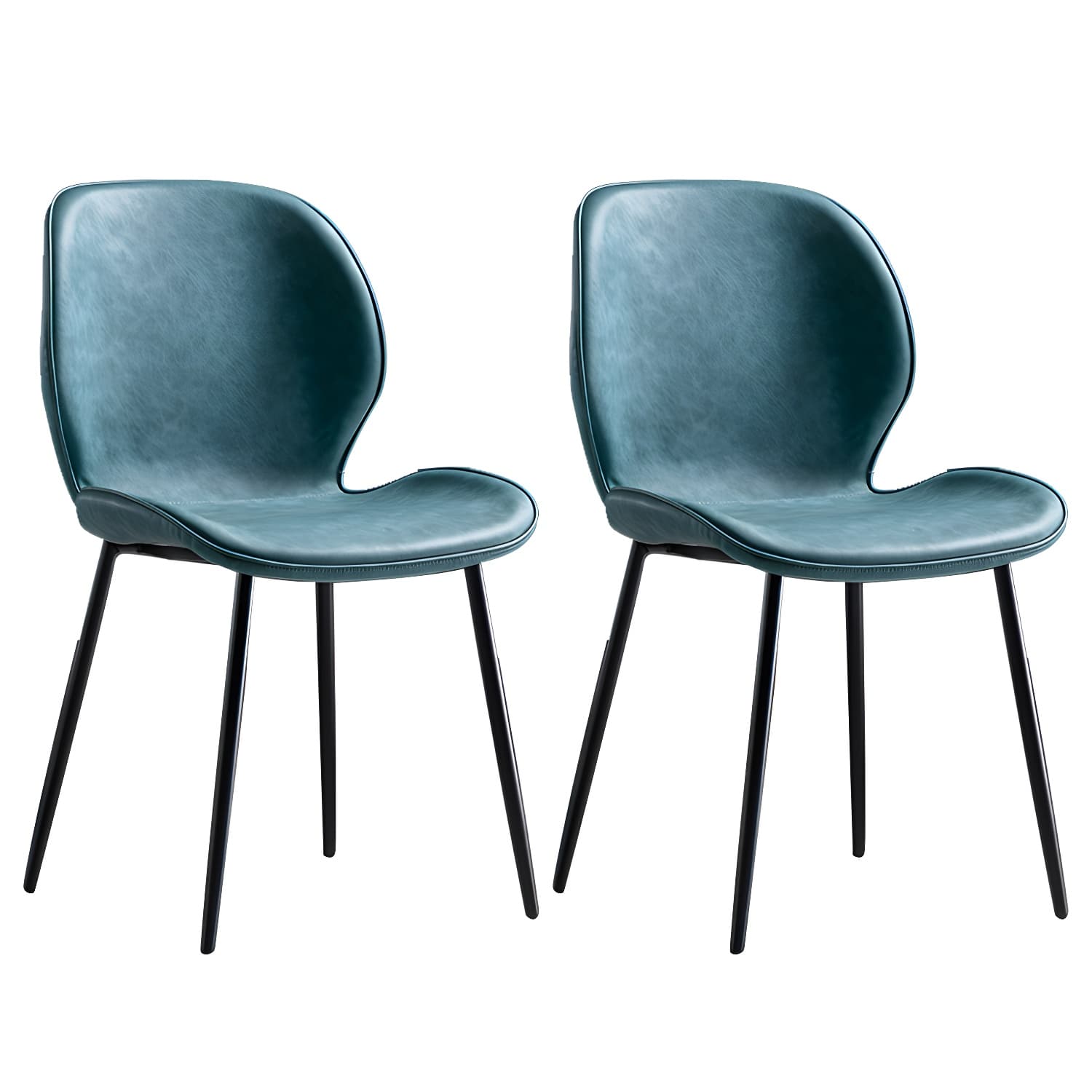 Scandinavian Leather Home Side Chair Matte Finish Wingback Dining Chair (Set of 2) thumbnail 5