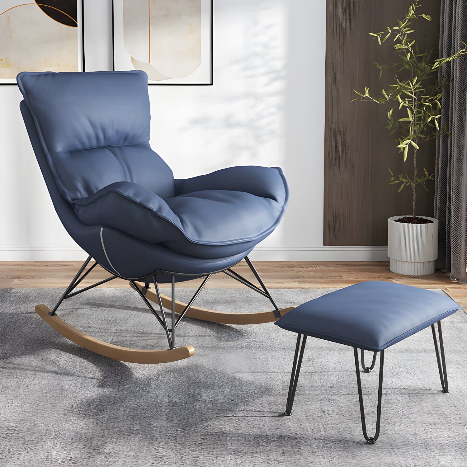 Upholstered Rocker Chair Living Room Rocking Chair with Padded Seat