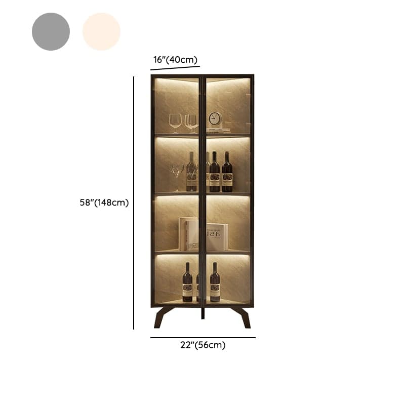 Modern Corner Glass Door Accent Cabinet with Black Metal Base thumbnail 12